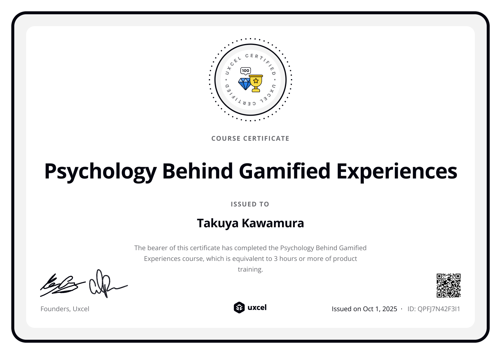 Tak's certificate